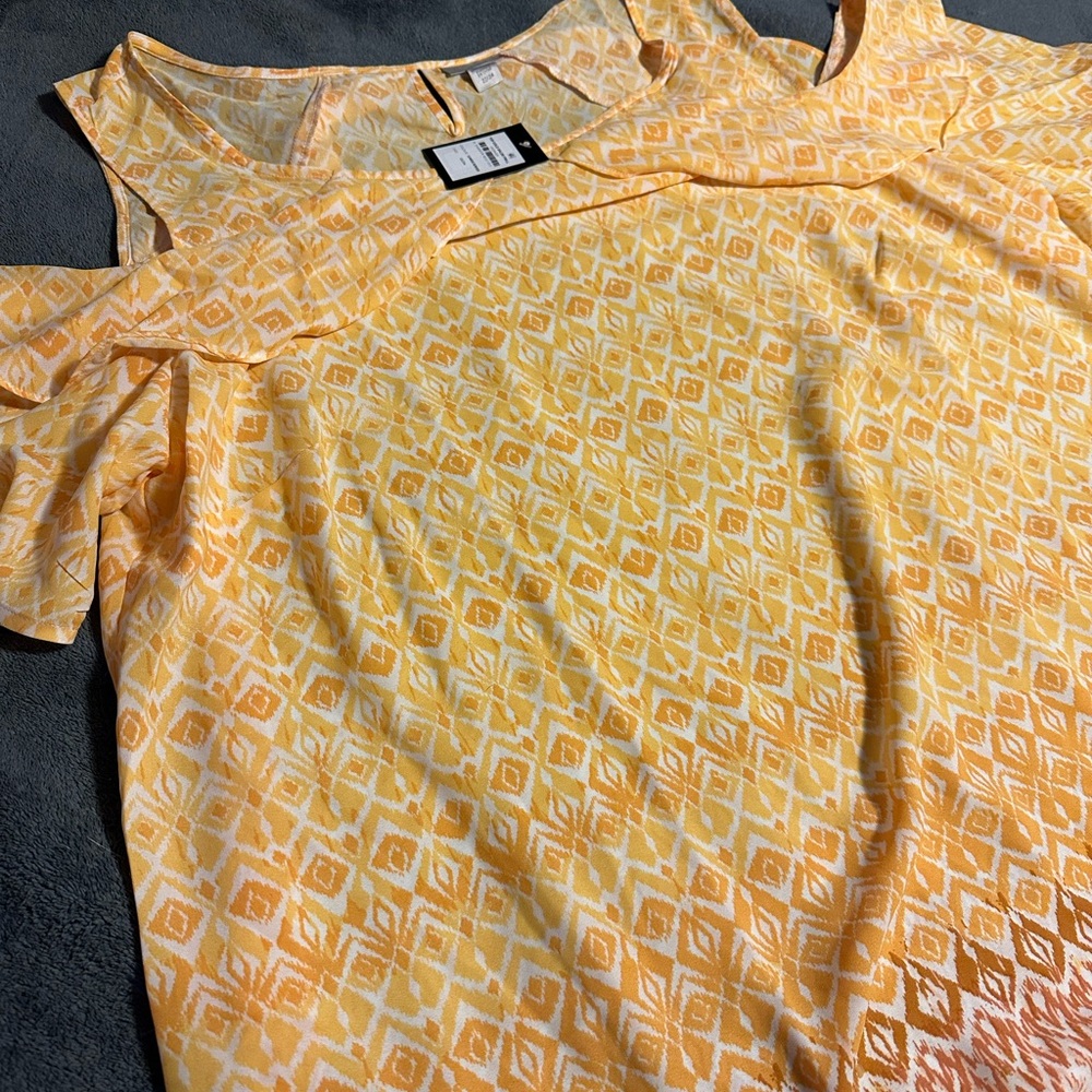 Avenue Yellow Geometric Women's Blouse